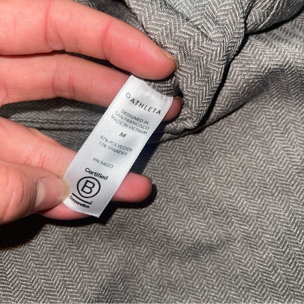 Athleta Gray Herringbone Leggings | Back Zip Pocket | Pull On Stretch Pants - Picture 5 of 13
